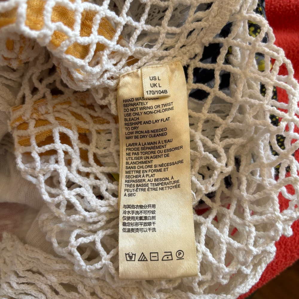 We The Free People L Mixed Media Top Crochet Net Patchwork Sleeve - Picture 4 of 5